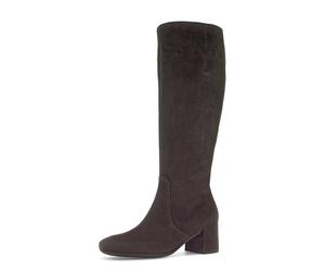 Stiefel GABOR "MILANO", Damen, Gr. 38,5, Normalschaft, braun (dunkelbraun), Ziegenveloursleder, unifarben, Schuhe Stiefel, Blockabsatz, Businesstiefel, Langschaftstiefel in Weite G (= weit) (46794717-