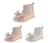 Stiefel Glitzer Baby Mädchen Fliege Perle Pailletten Stiefeletten Prinzessinnenstiefel mit Reißverschluss Kleinkind Weicher Sohle Winterstiefel Rutschfeste Tanzschuhe für (Pink, 28 Little Child)
