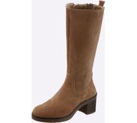 Stiefel HEINE, Damen, Gr. 42, braun (sand), Leder, Rindsleder, Veloursleder, Schuhe Stiefel (25537258-42) sand