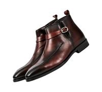 Stiefel Herren High Top Anzugschuhe Spitze Zehe Lederschuhe Klassiche Stiefeletten Schnallenriemen ReißVerschluss Lederstiefel Kunstleder Modische Business Schuhe Retro Kurzstiefel KnöChelhoch Boots