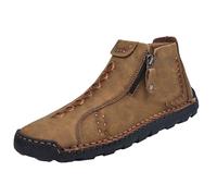 Stiefel Herren Wasserdichte Leder Stiefeletten Mit ReißVerschluss Leder-BarfußSchuh Anti-Rutsch Barfussschuhe Breite Zehen Schuhe Handgefertigt Lederschuhe Atmungsaktive Wanderschuhe Trekkingstiefel