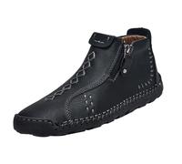 Stiefel Herren Wasserdichte Leder Stiefeletten Mit ReißVerschluss Leder-BarfußSchuh Anti-Rutsch Barfussschuhe Breite Zehen Schuhe Handgefertigt Lederschuhe Atmungsaktive Wanderschuhe Trekkingstiefel