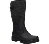 Stiefel JOSEF SEIBEL "Melinda 34", Damen, Gr. 40, Lammfell, Normalschaft, schwarz (schwarz kombiniert), Leder, Textil, Schuhe Stiefel, Blockabsatz, Langschaftstiefel mit Filzbesatz, Weite G (22557602-