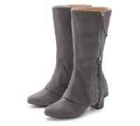Stiefel LASCANA "Boots, Stiefelette", Damen, Gr. 38, grau (anthrazit), Obermaterial: 100% Textilmaterial. Decksohle: 100% Lederimitat. Futter: 100% Textilmaterial. Laufsohle: 100% Synthetik, unifarben