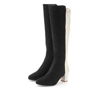 Stiefel LASCANA "Langschaftstiefel, Stiefelette", Damen, Gr. 40, schwarz (schwarz, weiß), Obermaterial: 100% Textilmaterial. Decksohle: 100% Lederimitat. Futter: 100% Lederimitat. Laufsohle: 100% Synt