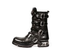 Stiefel NEW ROCK "Biker Boots M-MR017-C10", Herren, Gr. 44, Normalschaft, schwarz, Obermaterial: 100% Rindnappaleder CNA., Schuhe Bikerboots, Handgefertigt, Made in Spain (51612437-44) schwarz