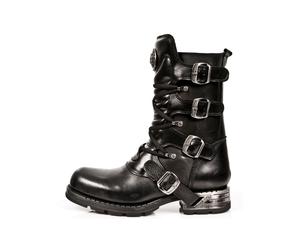 Stiefel NEW ROCK "Biker Boots M-MR017-C10", Herren, Gr. 44, Normalschaft, schwarz, Obermaterial: 100% Rindnappaleder CNA., Schuhe Bikerboots, Handgefertigt, Made in Spain (51612437-44) schwarz