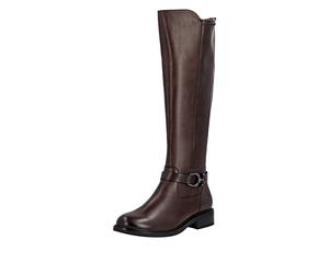 Stiefel REMONTE "Elisabeth Hurley-Collection", Damen, Gr. 43, Normalschaft, braun (dunkelbraun), Leder, Lederimitat, unifarben, Schuhe Stiefel, Langschaftstiefel, Klassik-Stiefel mit Innenreißverschlu