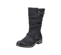 Stiefel RIEKER, Damen, Gr. 38, wärmend, Normalschaft, schwarz, Lederimitat, Schuhe Stiefel, Winterboots,,Blockabsatz mit gerafftem slouchy-Schaft, schmale Form (60822969-38) schwarz