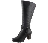 Stiefel RIEKER, Damen, Gr. 38, XL-Schaft, schwarz, Lederimitat, unifarben, Schuhe Stiefel, Langschaftstiefel, mit Zierbänder, XL-Schaft (11384258-38) schwarz