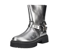 Stiefel STEVE MADDEN "STEVE MADDEN Stiefel Leder", Damen, Gr. 39, silber (gunmetal), Leder, Schuhe Stiefel (51705311-39) gunmetal