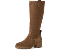 Stiefel TAMARIS, Damen, Gr. 36, Normalschaft, braun, Veloursleder, unifarben, Schuhe Stiefel, Blockabsatz, Langschaftstiefel mit Touch it-Ausstattung (10021643-36)
