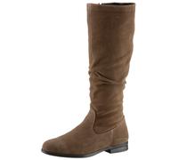 Stiefel TAMARIS, Damen, Gr. 37, Normalschaft, braun, Veloursleder, unifarben, Schuhe Stiefel, mit modischen Faltungen am Schaft (26912643-37) braun