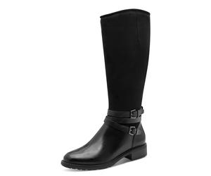 Stiefel TAMARIS, Damen, Gr. 37, Normalschaft, schwarz, Leder, Lederimitat, Textil, Veloursleder, unifarben, Schuhe Stiefel, Blockabsatz, Langschaftstiefel mit Touch it-Ausstattung (53977545-37) schwar