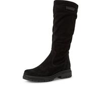 Stiefel TAMARIS, Damen, Gr. 37, Normalschaft, schwarz, Veloursleder, unifarben, Schuhe Stiefel, Blockabsatz, Langschaftstiefel mit slouchy Falten am Schaft (41679520-37) schwarz
