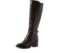 Stiefel TAMARIS, Damen, Gr. 41, Textil, Normalschaft, mokka, Leder, Lederimitat, unifarben, Schuhe Stiefel, Blockabsatz, Langschaftstiefel mit modischer Zierschnalle (44000931-41) mokka