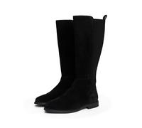 Stiefel TOMMY HILFIGER "FLAG SUEDE LONG BOOT", Damen, Gr. 36, Normalschaft, schwarz, Veloursleder, Schuhe Stiefel, Langschaftstiefel, Reißverschlussstiefel mit Logoflaggen-Detail (99840747-36) schwarz