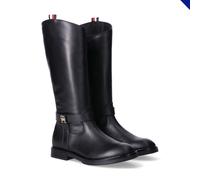 Stiefel TOMMY HILFIGER, Mädchen, Gr. 35, schwarz, Leder, Schuhe Stiefel, Blockabsatz, Langschaftstiefel im klassischen Reiterlook (36309300-35) schwarz