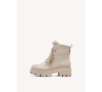 Winterboots TAMARIS, Damen, Gr. 37, Warmfutter, beige, Lederimitat, unifarben, Basic, Schuhe Winterboots, Blockabsatz, Schnürboots in veganer Verarbeitung (58261545-37) beige