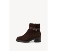 Stiefelette TAMARIS, Damen, Gr. 40, braun (mokka), Veloursleder, Schuhe Stiefelette, Blockabsatz, Basic-Boots mit klassischer Zierschnalle (32332231-40) mokka