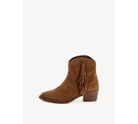 Westernstiefelette TAMARIS, Damen, Gr. 41, dunkelbraun, Veloursleder, unifarben, Schuhe, Blockabsatz, Boots, Cowboystiefelette mit modischen Fransen (84024509-41) dunkelbraun