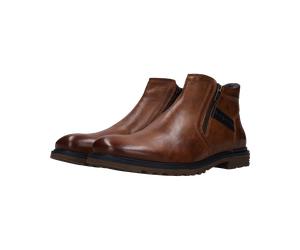 Stiefelette BUGATTI, Herren, Gr. 42, cognac, Lederimitat, used, Schuhe Stiefelette, Zipper Boots, Stiefelette mit Profillaufsohle - schmale Form (67945534-42) cognac