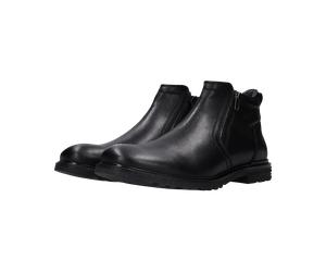 Stiefelette BUGATTI, Herren, Gr. 42, schwarz, Lederimitat, Schuhe Stiefelette, Zipper Boots, Stiefelette mit Profillaufsohle - schmale Form (37029258-42) schwarz