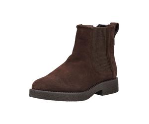 Stiefelette CLARKS "Clarks Stiefelette Veloursleder/Textil", Damen, Gr. 37, braun (dunkelbraun), Textil, Veloursleder, Schuhe Stiefelette (48031507-37) dunkelbraun
