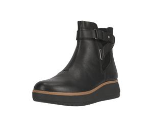 Stiefelette CLARKS "Zylah Faye", Damen, Gr. 41, schwarz, Leder, Schuhe Stiefelette, mit cleveren verstellbaren Details (60851607-41) schwarz