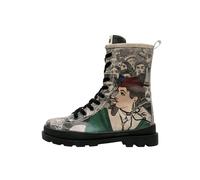 Stiefelette DOGO "Gisele Schnürstiefel Boots Colorful Lady Damen Stiefeletten", Damen, Gr. 37, Normalschaft, grau, Lederimitat, Schuhe Stiefelette, Handgefertigt (48820956-37) grau