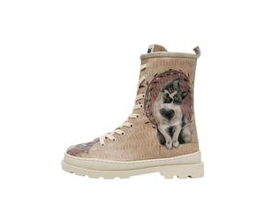 Stiefelette DOGO "Gisele Schnürstiefel Boots Heart Cat Damen Stiefeletten", Damen, Gr. 37, Normalschaft, braun, Lederimitat, Schuhe Stiefelette, Handgefertigt (76287639-37) braun