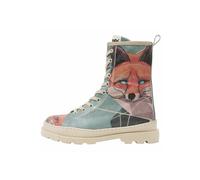 Stiefelette DOGO "Gisele Schnürstiefel Boots Red Fox Damen Stiefeletten", Damen, Gr. 39, Normalschaft, bunt (grün, orange), Lederimitat, Schuhe Stiefelette, Handgefertigt (32240560-39) grün, orange