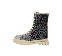 Stiefelette DOGO "Gisele Schnürstiefel Boots Red Fox Damen Stiefeletten", Damen, Gr. 40, Normalschaft, blau (blau, grau), Lederimitat, Schuhe Stiefelette, Handgefertigt (59886505-40) blau, grau