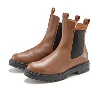 Stiefelette ELBSAND "Chelseaboots, Schlupfstiefel, Bikerboots, Sommerstiefelette", Damen, Gr. 39, schwarz (camel, schwarz), Obermaterial: 100% Rindsleder. Decksohle: 100% Synthetik. Futter: 100% Synth