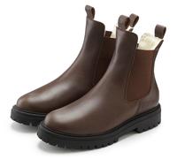 Stiefelette ELBSAND "Chelseaboots", Damen, Gr. 44, camelfarben, Obermaterial: 100% Rindsleder. Futter: 100% Textilmaterial. Decksohle: 100% Textilmaterial. Laufsohle: 100% Synthetik, unifarben, Schuhe