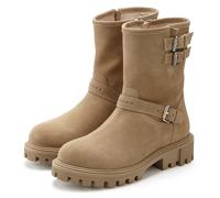 Stiefelette ELBSAND "Stiefel, Boots, Bikerboots, Lederstiefelette, Lederboots", Damen, Gr. 36, beige, Obermaterial: 100% Rindsleder. Decksohle: 100% Textilmaterial. Futter: 85% Textilmaterial, 15% Led