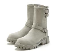 Stiefelette ELBSAND "Stiefel, Boots, Bikerboots, Lederstiefelette, Lederboots", Damen, Gr. 36, grau (hellgrau), Obermaterial: 100% Rindsleder. Decksohle: 100% Textilmaterial. Futter: 85% Textilmateria
