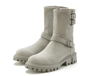 Stiefelette ELBSAND "Stiefel, Boots, Bikerboots, Lederstiefelette, Lederboots", Damen, Gr. 36, grau (hellgrau), Obermaterial: 100% Rindsleder. Decksohle: 100% Textilmaterial. Futter: 85% Textilmateria