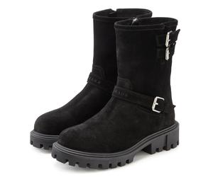 Stiefelette ELBSAND "Stiefel, Boots, Bikerboots, Lederstiefelette, Lederboots", Damen, Gr. 37, schwarz, Obermaterial: 100% Rindsleder. Decksohle: 100% Textilmaterial. Futter: 85% Textilmaterial, 15% L