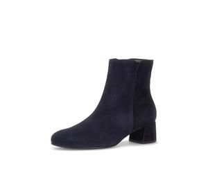 Stiefelette GABOR, Damen, Gr. 39, blau (dunkelblau), Ziegenveloursleder, unifarben, Schuhe Stiefelette, Blockabsatz, Ankleboots mit praktischem Reißverschluss, schmale Form (14096669-39) dunkelblau