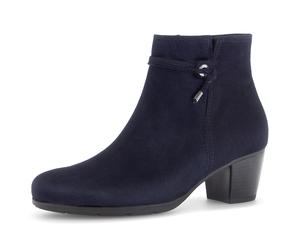 Stiefelette GABOR, Damen, Gr. 40, nachtblau, Ziegenveloursleder, unifarben, Schuhe Stiefelette, Blockabsatz, Ankleboots, mit Ziernähten (26848421-40) nachtblau