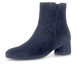 Stiefelette GABOR, Damen, Gr. 41, blau (nachtblau), Ziegenveloursleder, unifarben, Schuhe Stiefelette, Blockabsatz, Businesschuh, Ankleboots mit seitlicher Ziernaht (86237011-41) nachtblau
