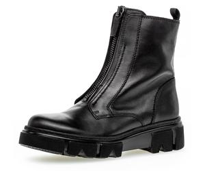 Stiefelette GABOR, Damen, Gr. 42, schwarz, Kalbsleder, unifarben, Schuhe Stiefelette, Blockabsatz, Reißverschluss-Boots mit Front-Zipper (18023839-42) schwarz