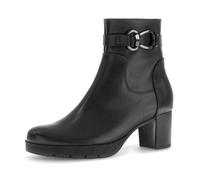 Stiefelette GABOR "St. Tropez", Damen, Gr. 38,5, schwarz, Kalbsleder, unifarben, Schuhe Stiefelette, Blockabsatz, Businessstiefelette mit Schmuckelement (81977349-38,5)
