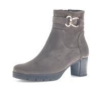 Stiefelette GABOR "St. Tropez", Damen, Gr. 42, taupe, Veloursleder, unifarben, Schuhe Stiefelette, Blockabsatz, Businessstiefelette mit Schmuckelement (94817555-42) taupe