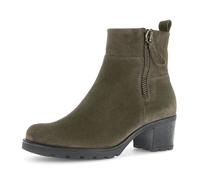 Stiefelette GABOR "St. Tropez", Damen, Gr. 44, grün (oliv), Veloursleder, unifarben, Schuhe Stiefelette, Blockabsatz, Boots mit Zierreißverschluss außen, G-Weite (34190424-44)
