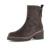 Stiefelette GABOR "TUNIS", Damen, Gr. 39, braun (dunkelbraun), Veloursleder, unifarben, Schuhe Stiefelette, Blockabsatz, Herbstboots mit Zierreißverschluss außen, G-Weite (95862858-39) dunkelbraun