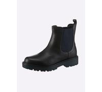 Stiefelette HEINE, Damen, Gr. 38, schwarz (schwarz, blau), Glattleder, Leder, Rindsleder, Schuhe Stiefelette (17839910-38) schwarz, blau
