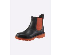 Stiefelette HEINE, Damen, Gr. 40, orange (schwarz, orange), Glattleder, Leder, Rindsleder, Schuhe Stiefelette (90297019-40) schwarz, orange
