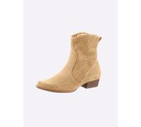 Stiefelette HEINE, Damen, Gr. 42, beige (sand), Leder, Veloursleder, Schuhe Stiefelette (52699106-42) sand